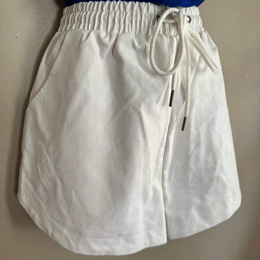 White Pleather Shorts